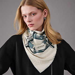 Hermès Paris スカーフ Paris Qui Roule embroidered scarf 70 - Beige | Hermès Mainland China